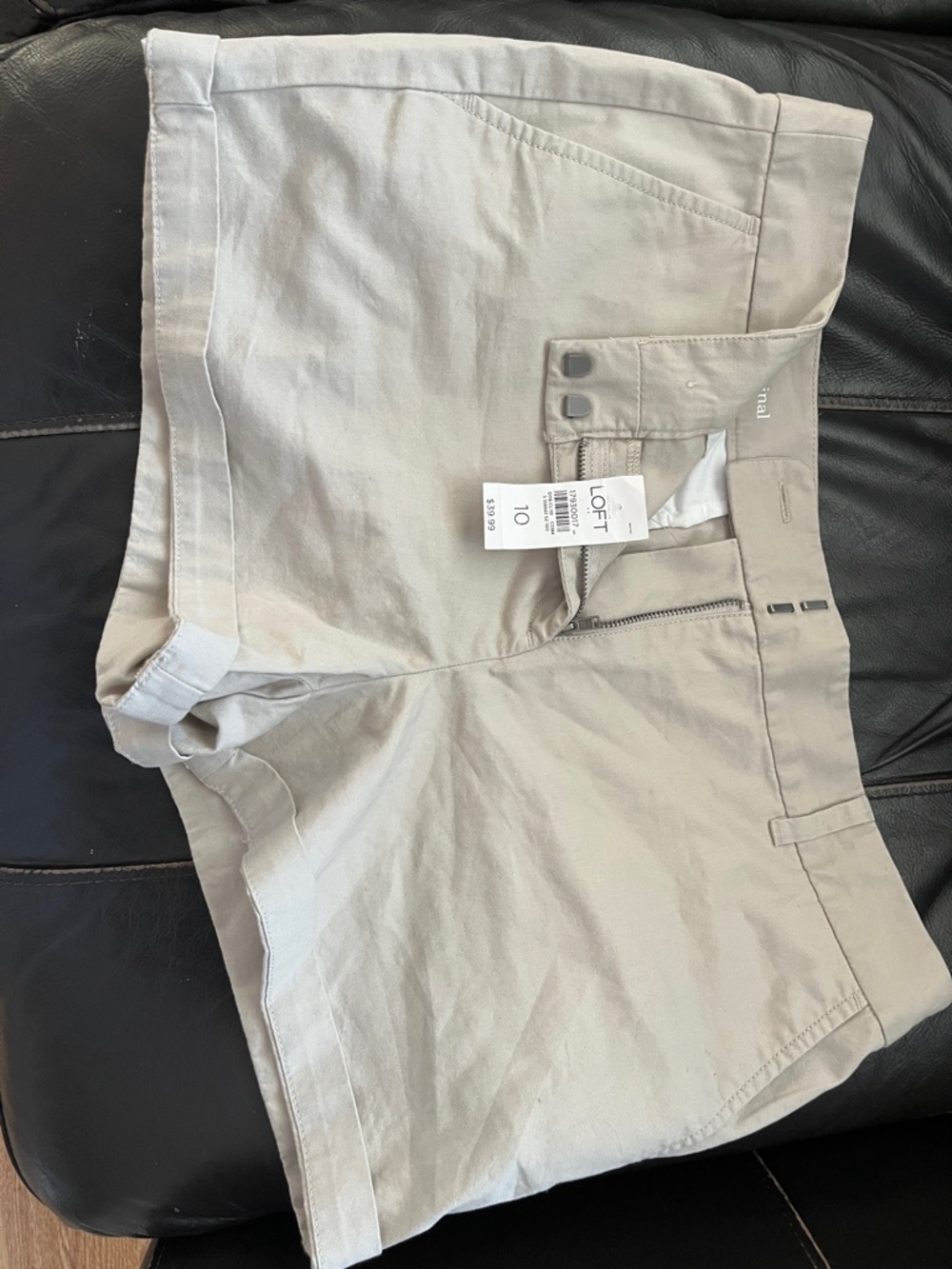 LOFT Light Taupe High-Rise Cotton Shorts Size 10